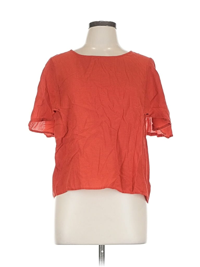 Pre-owned Mango Short Sleeve Top Orange Square Neckline Tops