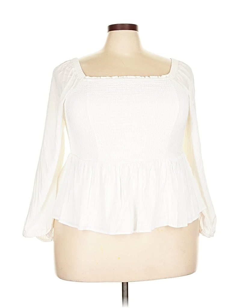 Pre-owned Torrid 3/4 Sleeve Blouse In White