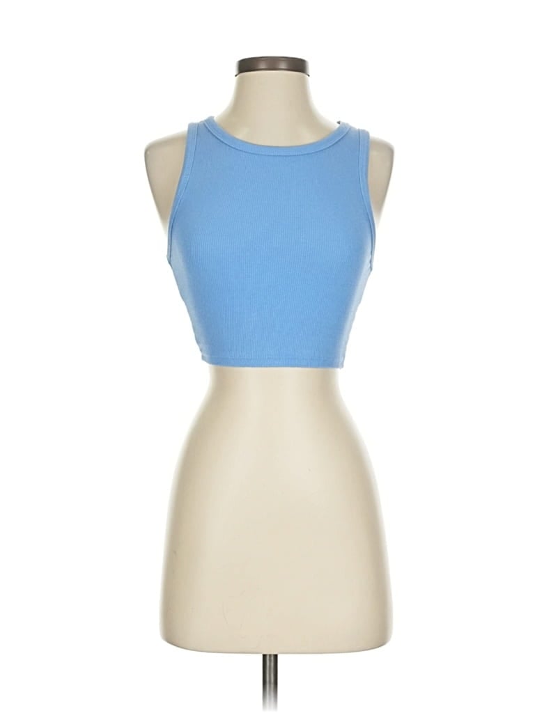 Pre-owned Zara Tank Top Blue Strapless Neckline Tops
