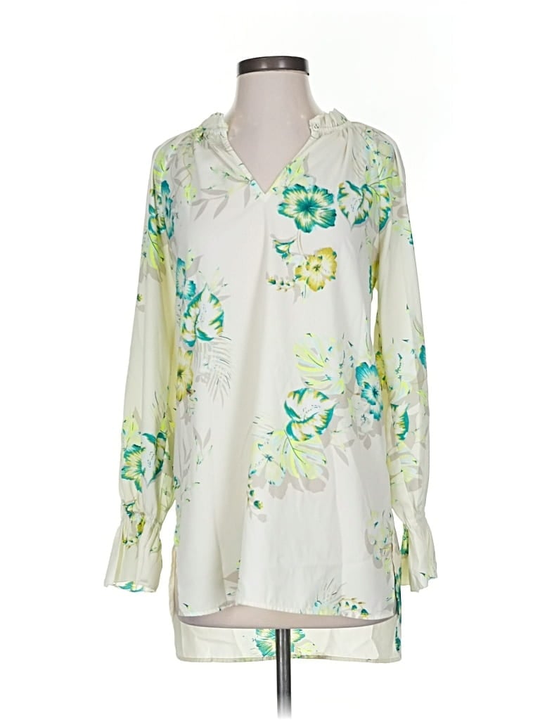 Pre-owned Kaari Blue Long Sleeve Blouse In Green