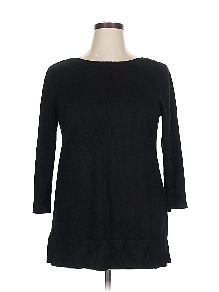 Pre-owned Cable & Gauge Pullover Sweater In Black