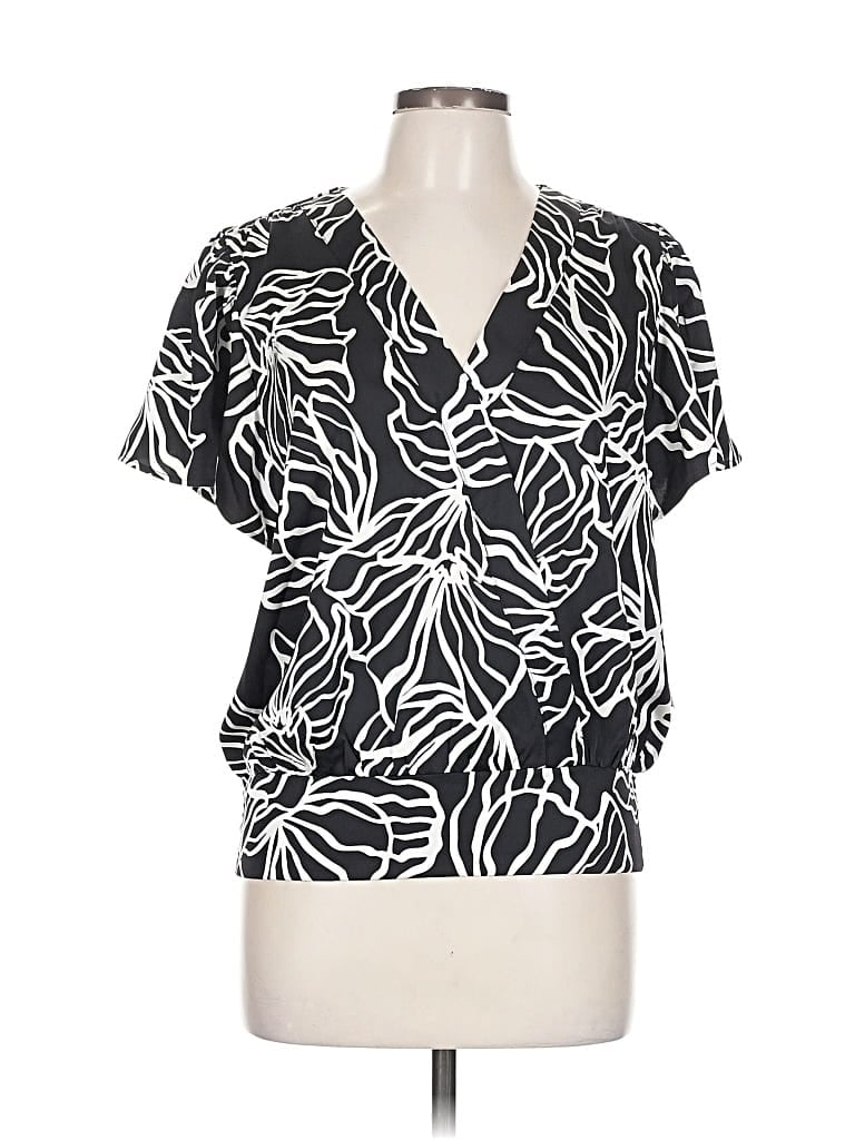 Pre-owned Nine West Short Sleeve Blouse In Black