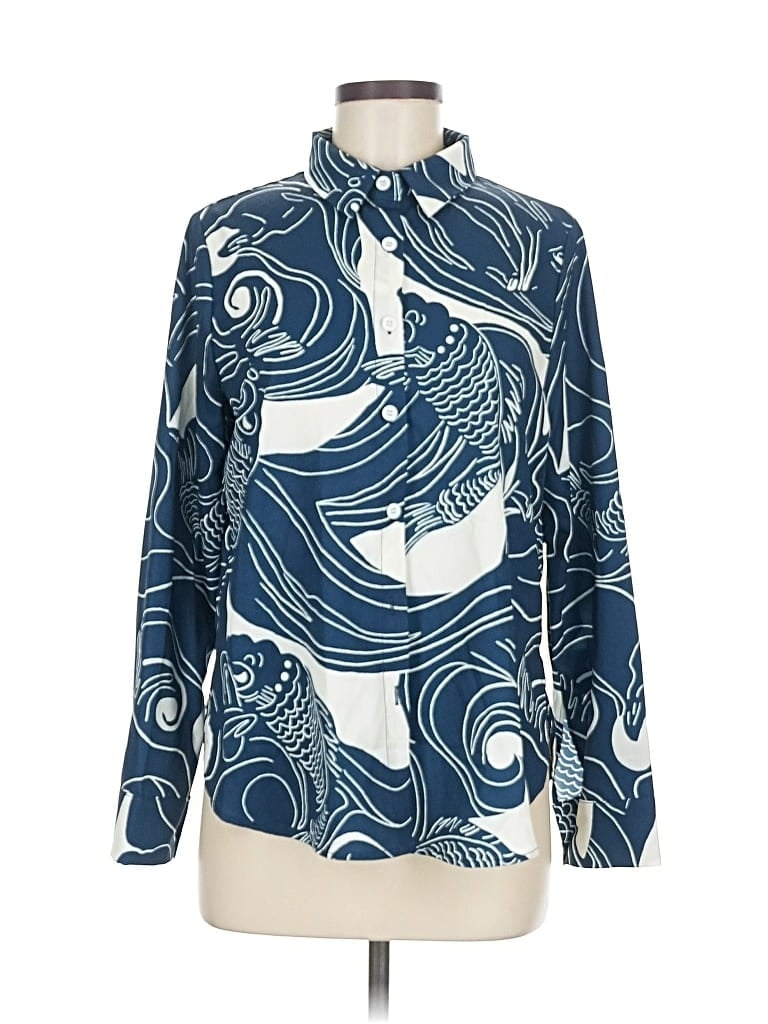 Pre-owned Unbranded Long Sleeve Blouse In Blue