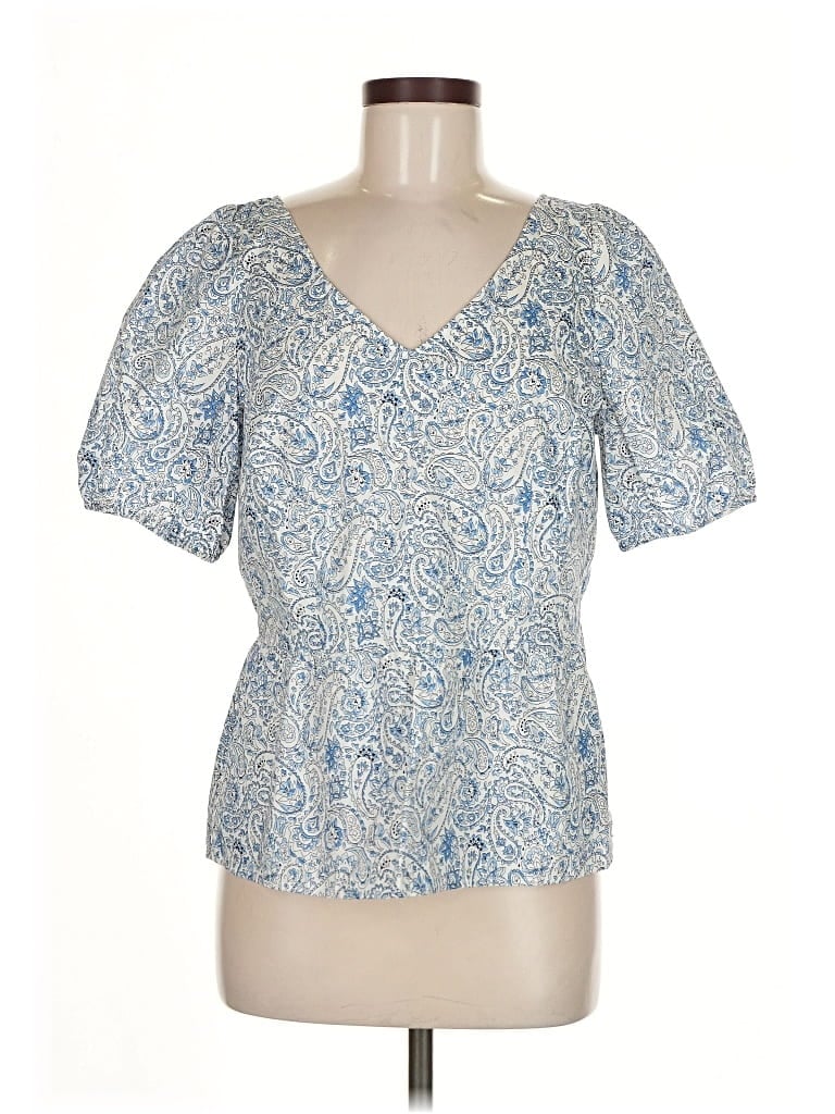 Pre-owned Talbots Short Sleeve Blouse In Blue