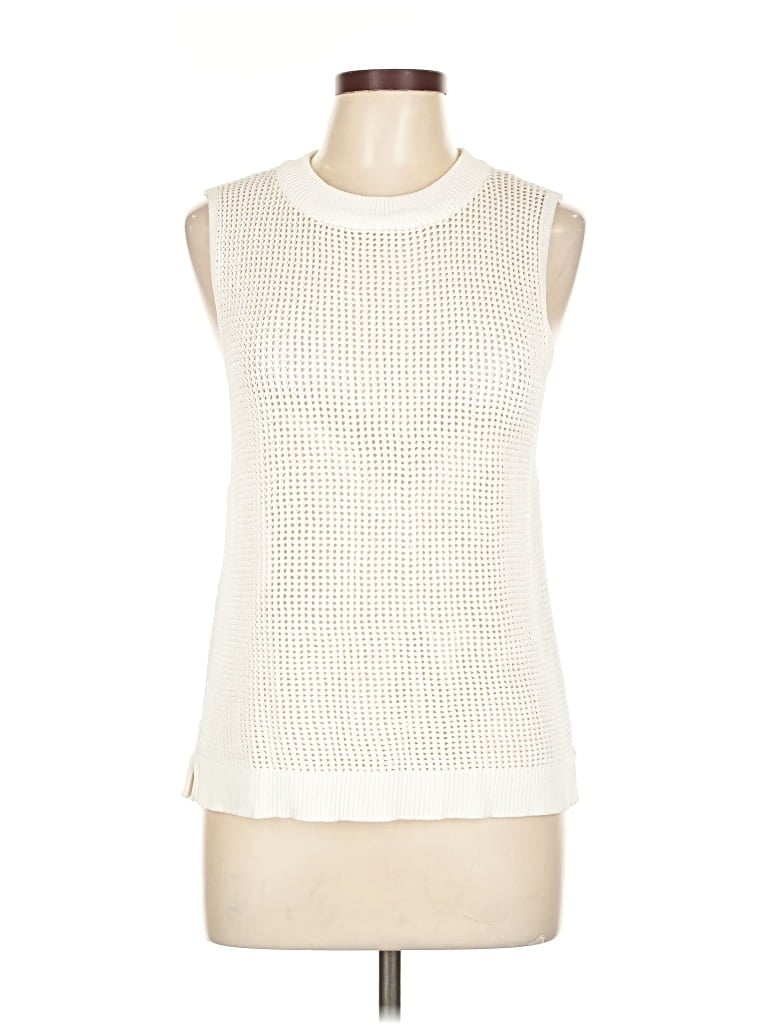Pre-owned Olivaceous Sleeveless Top Ivory Boatneck Tops In White