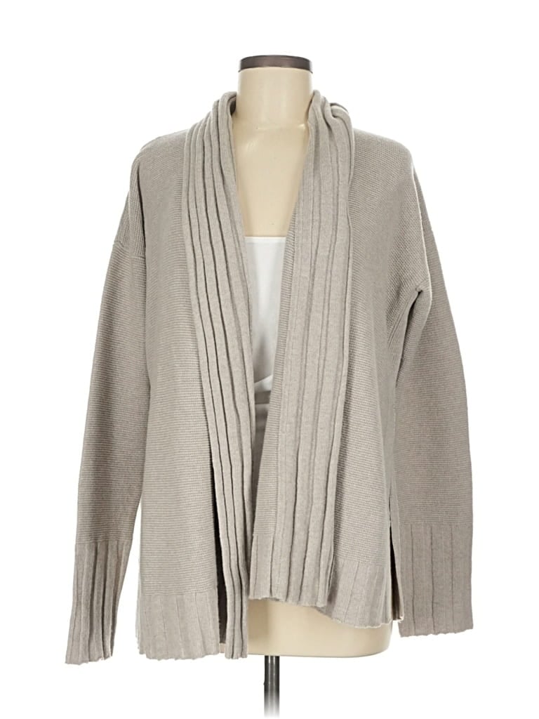 Pre-owned Lafayette 148 Wool Cardigan Sweater In Gray