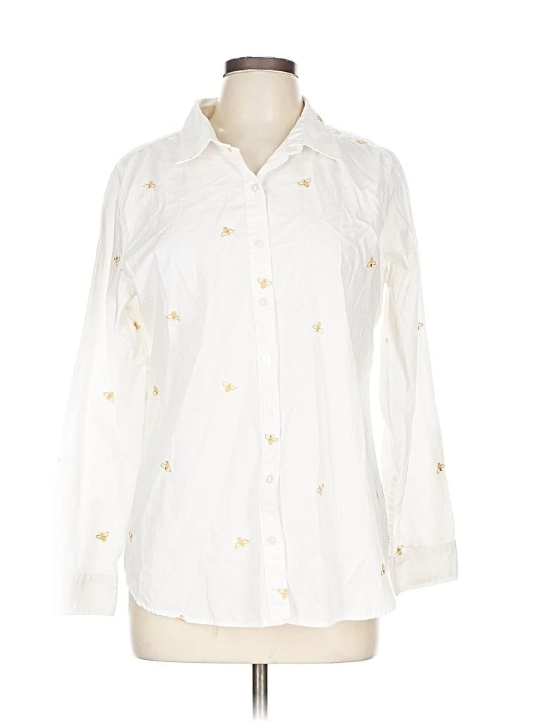 Pre-owned Christopher & Banks Long Sleeve Blouse In White