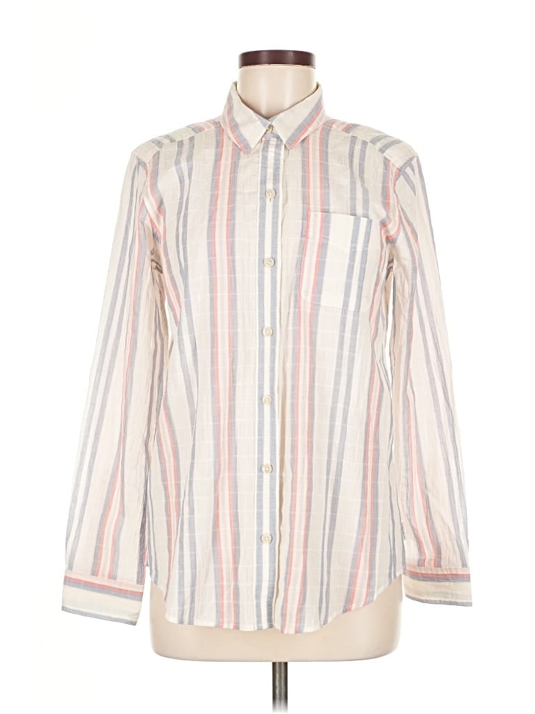 Pre-owned Eddie Bauer Long Sleeve Button Down Shirt In White