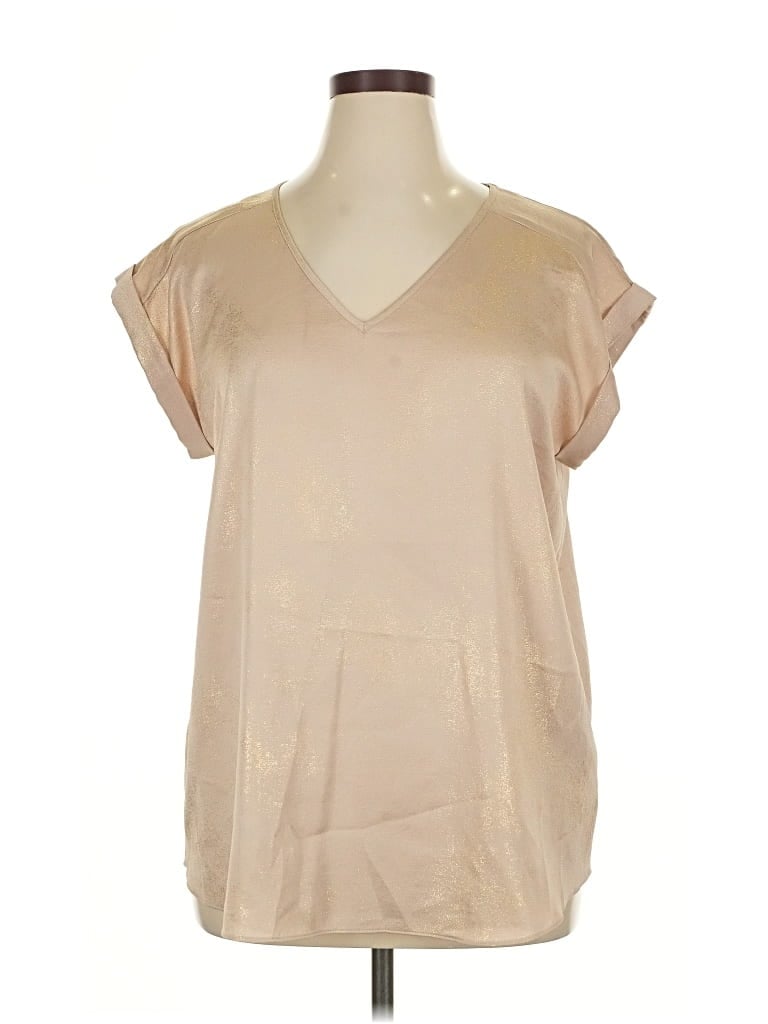 Pre-owned Express Outlet Short Sleeve Blouse In Brown