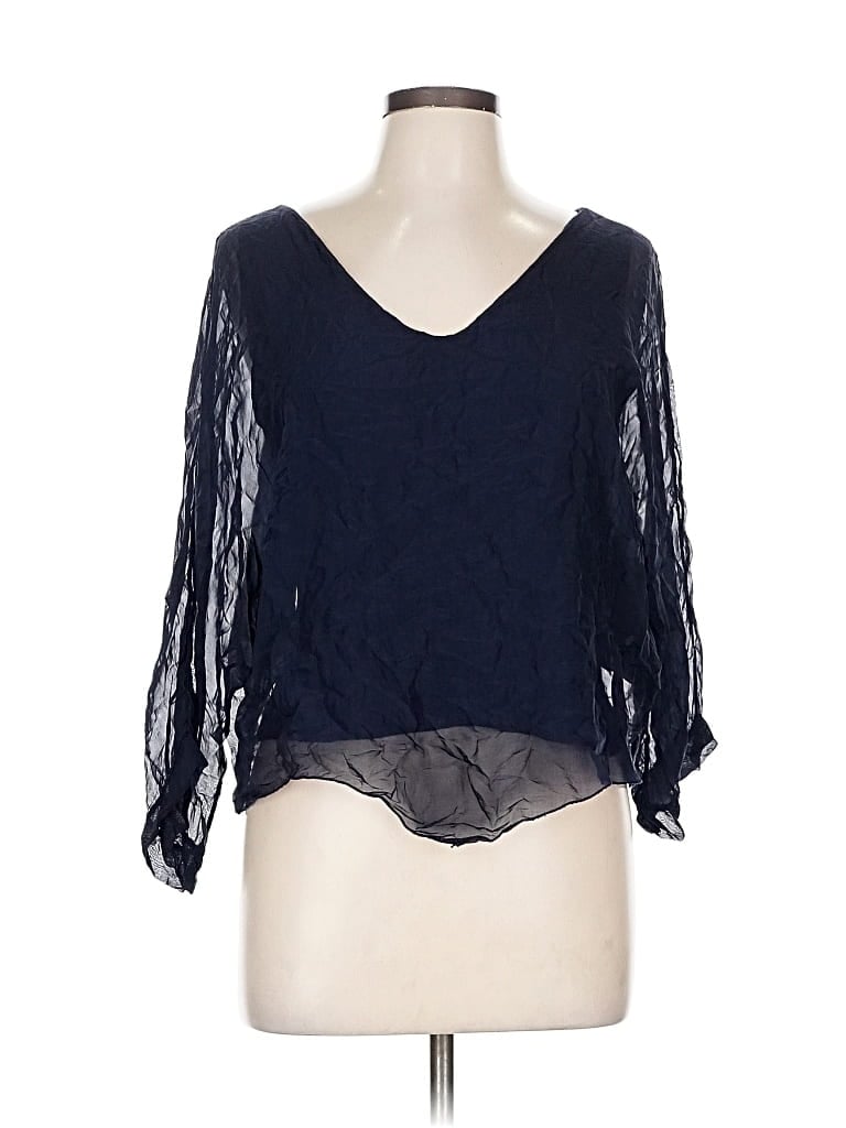 Pre-owned Gigi Moda 3/4 Sleeve Blouse In Blue