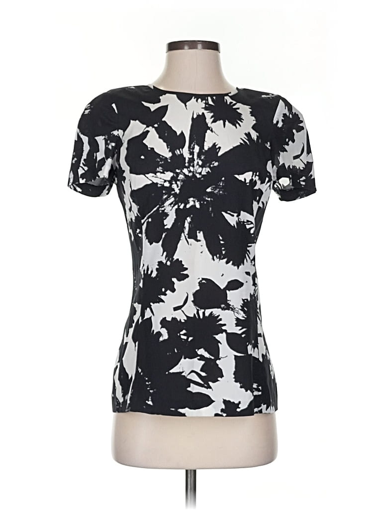 Pre-owned Ann Taylor Short Sleeve Top Black Keyhole Neckline Tops