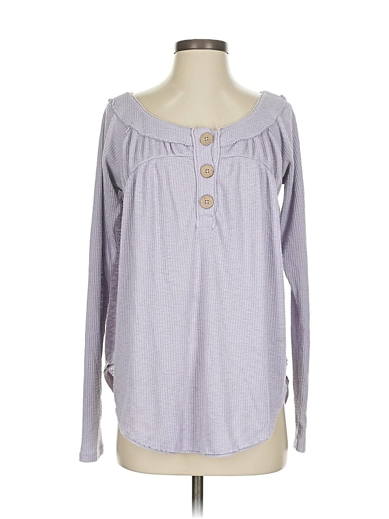 Pre-owned We The Free Long Sleeve Henley Shirt In Purple