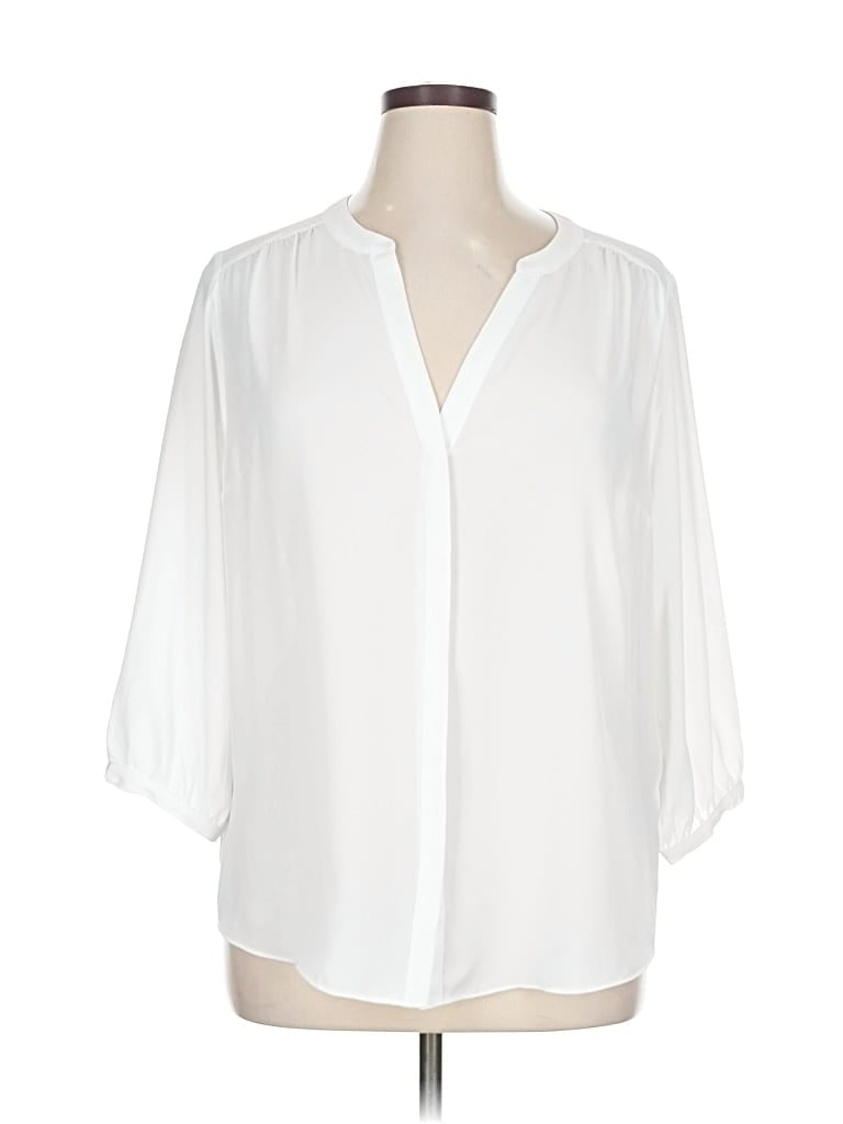 Pre-owned Nydj 3/4 Sleeve Blouse In White