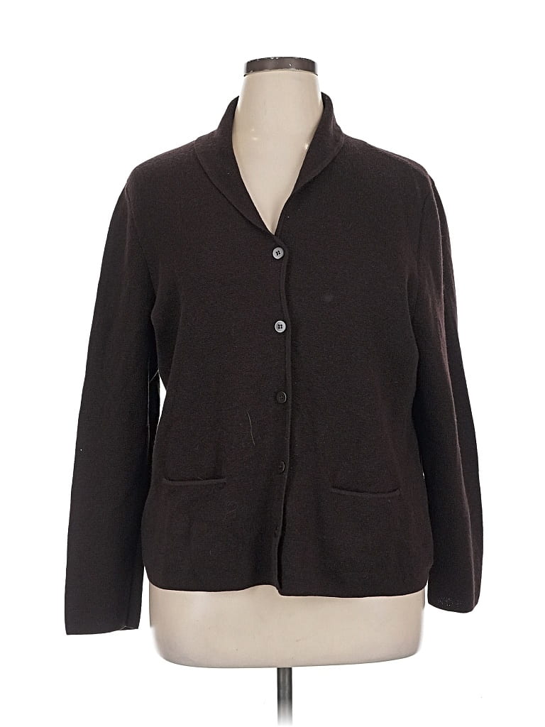 Pre-owned Eileen Fisher Wool Blazer Jacket In Brown