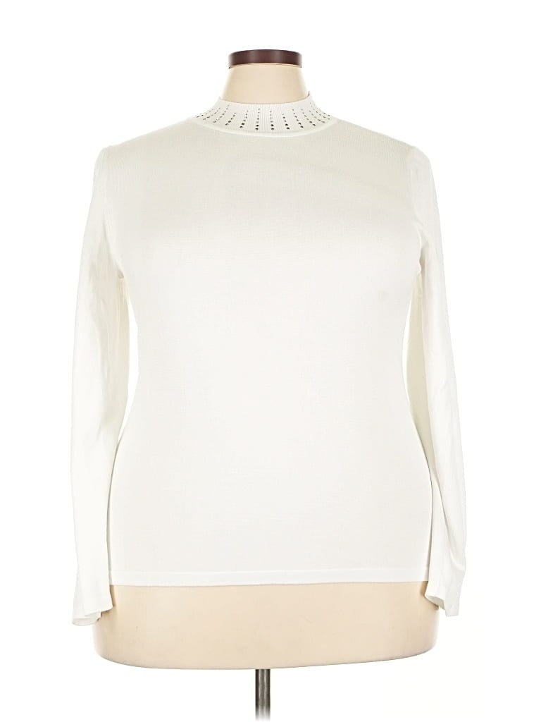 Pre-owned Karen Scott Turtleneck Sweater In White