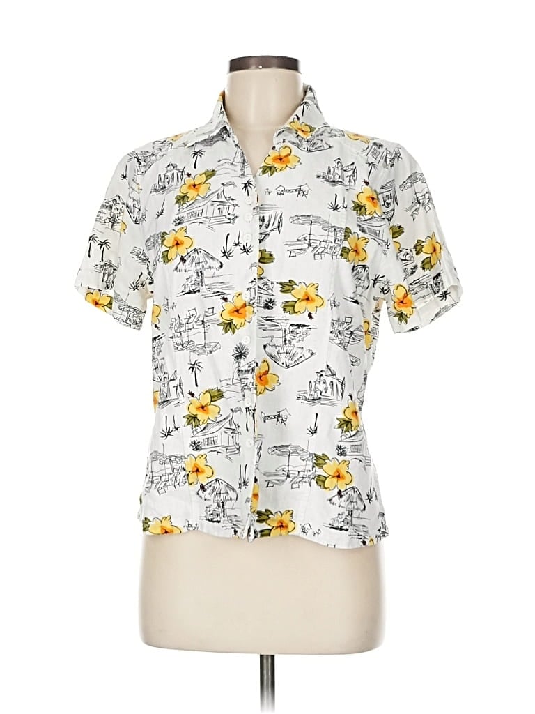 Pre-owned Christopher & Banks Short Sleeve Blouse In Yellow