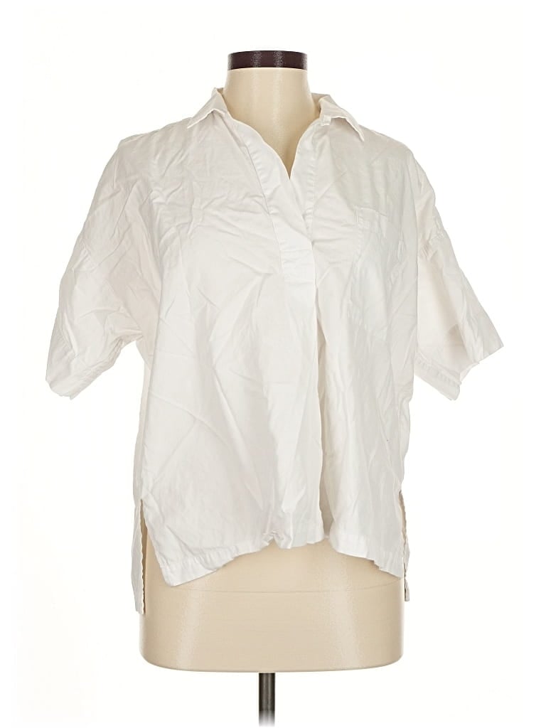 Pre-owned Everlane Short Sleeve Blouse In White