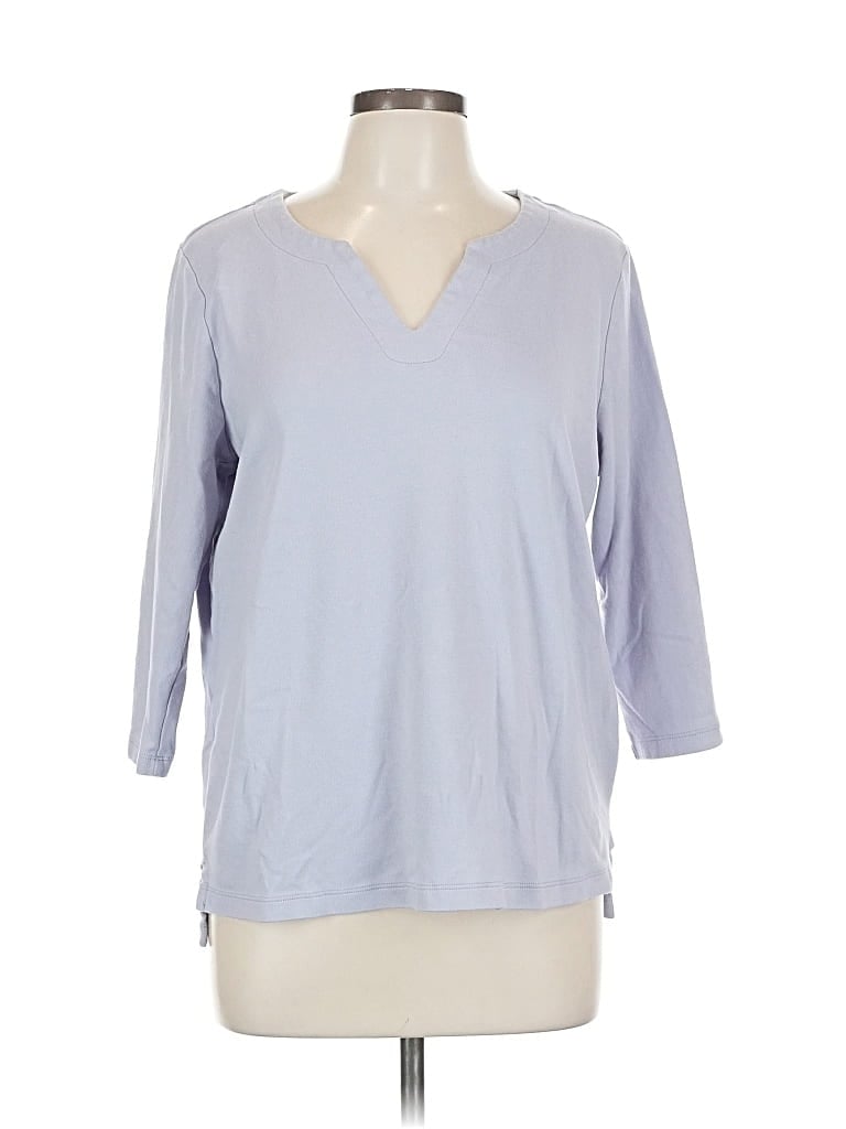 Pre-owned Orvis 3/4 Sleeve Top Blue V Neck Tops