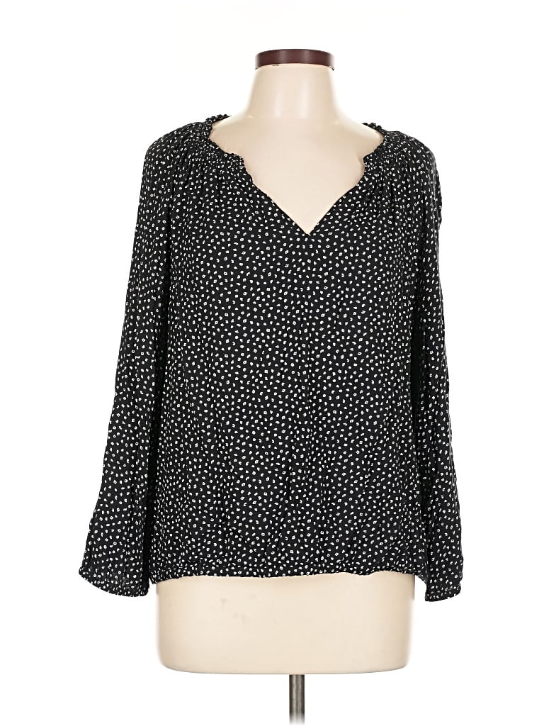 Pre-owned Ann Taylor Loft Outlet Long Sleeve Blouse In Black