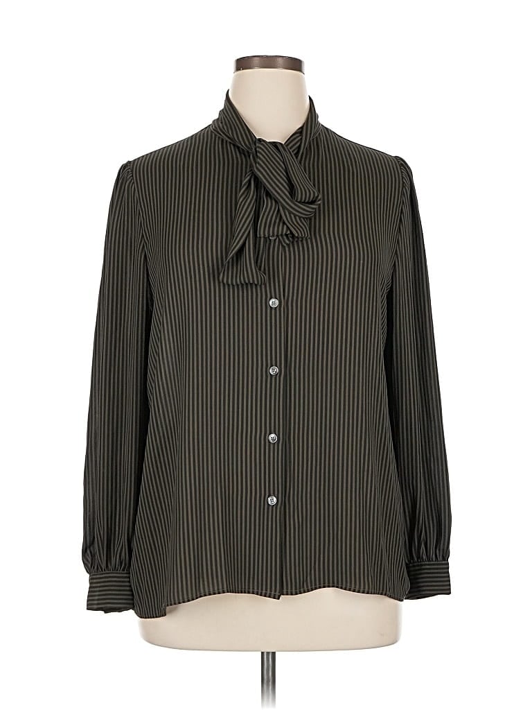 Pre-owned T Tahari Long Sleeve Blouse In Gray