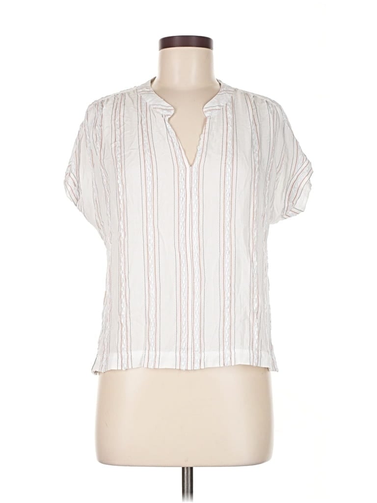 Pre-owned Splendid Short Sleeve Blouse In White