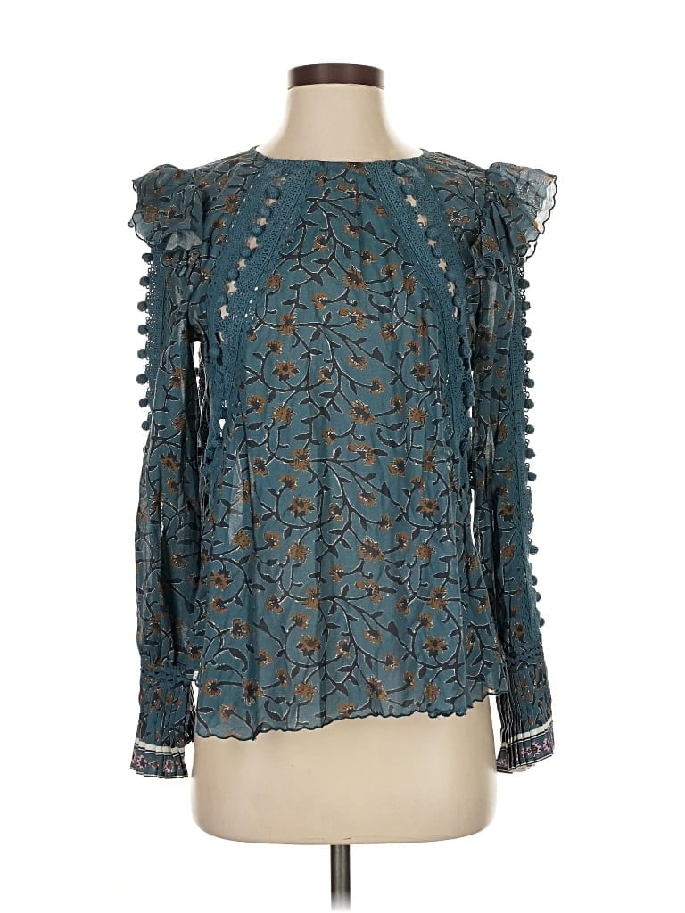 Pre-owned Sea New York Long Sleeve Blouse In Blue