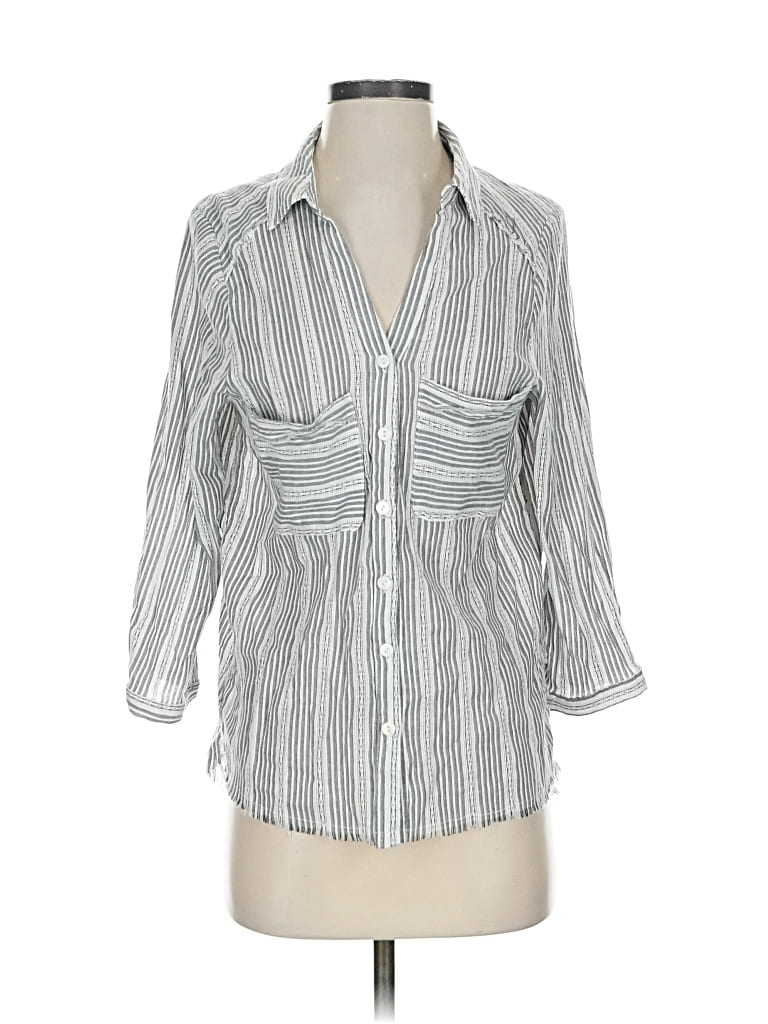 Pre-owned Millibon 3/4 Sleeve Button Down Shirt In Gray