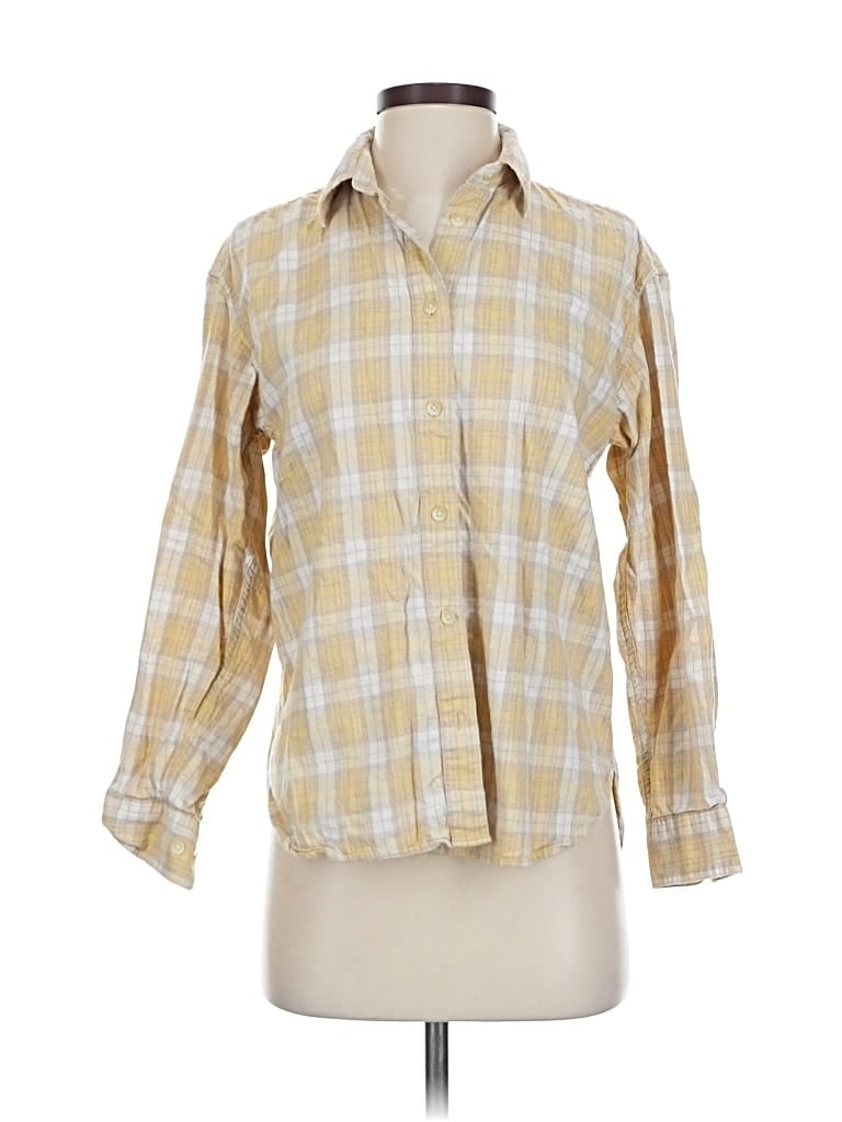 Pre-owned Uniqlo 3/4 Sleeve Button Down Shirt In Yellow