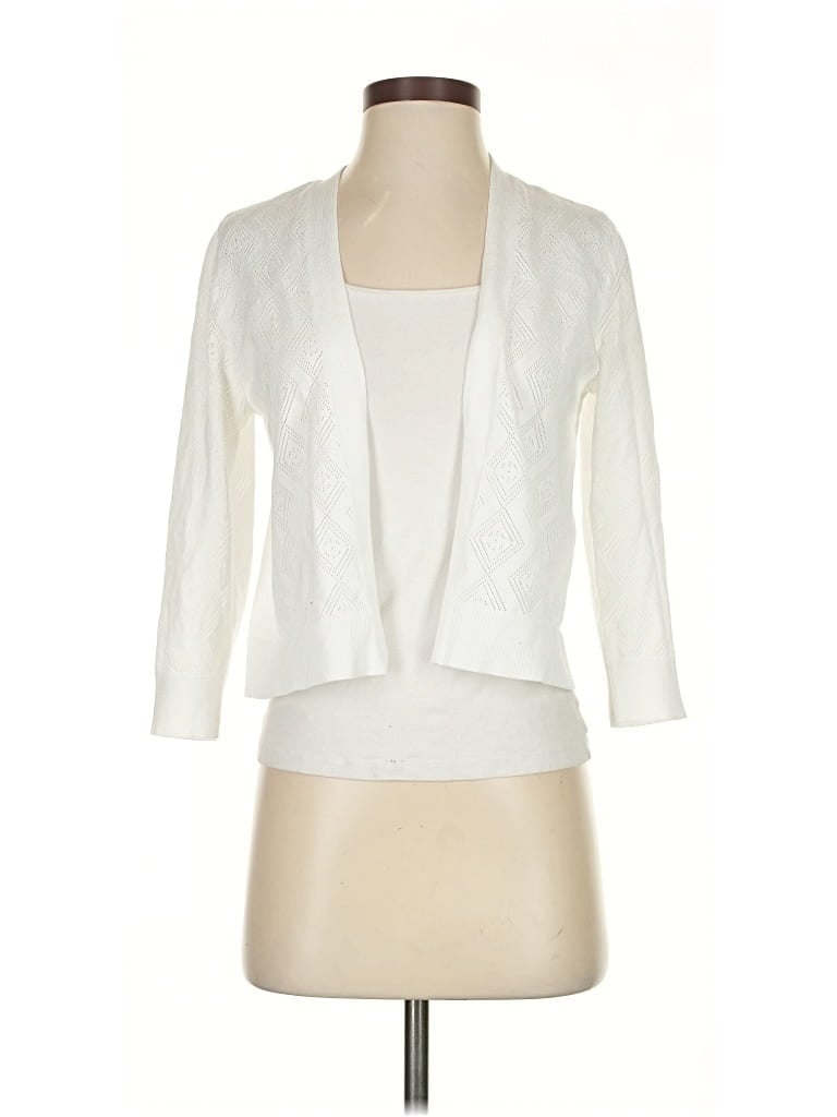 Pre-owned 89th & Madison Cardigan Sweater In White