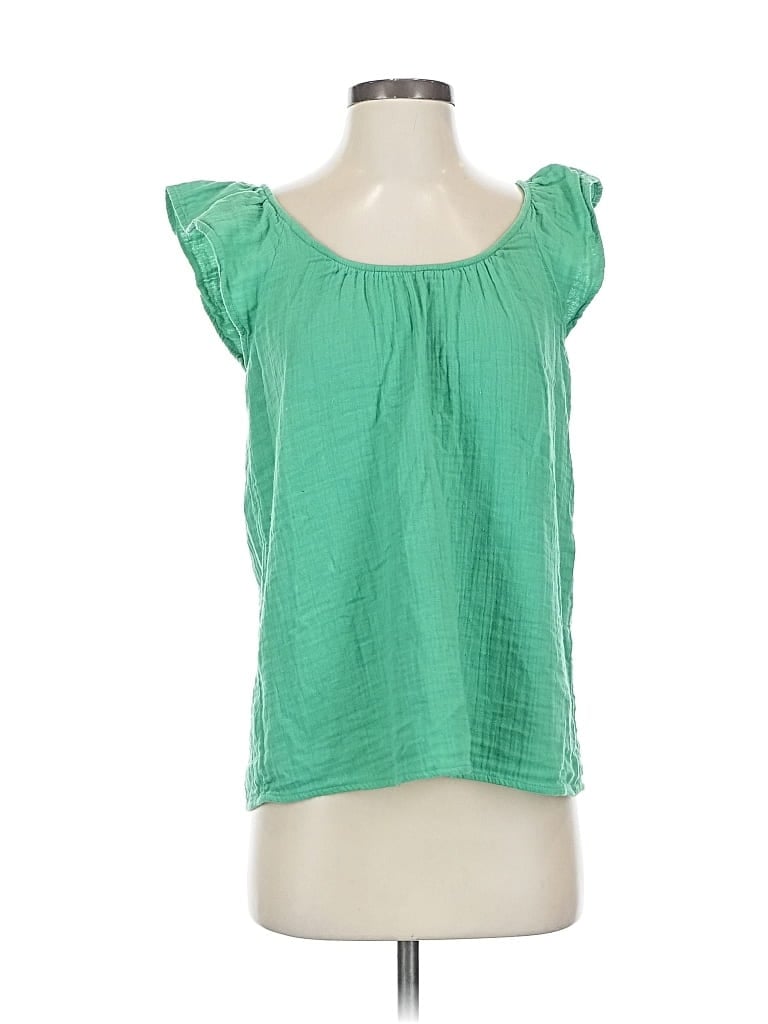 Pre-owned Ann Taylor Loft Outlet Short Sleeve Top Green Scoop Neck Tops