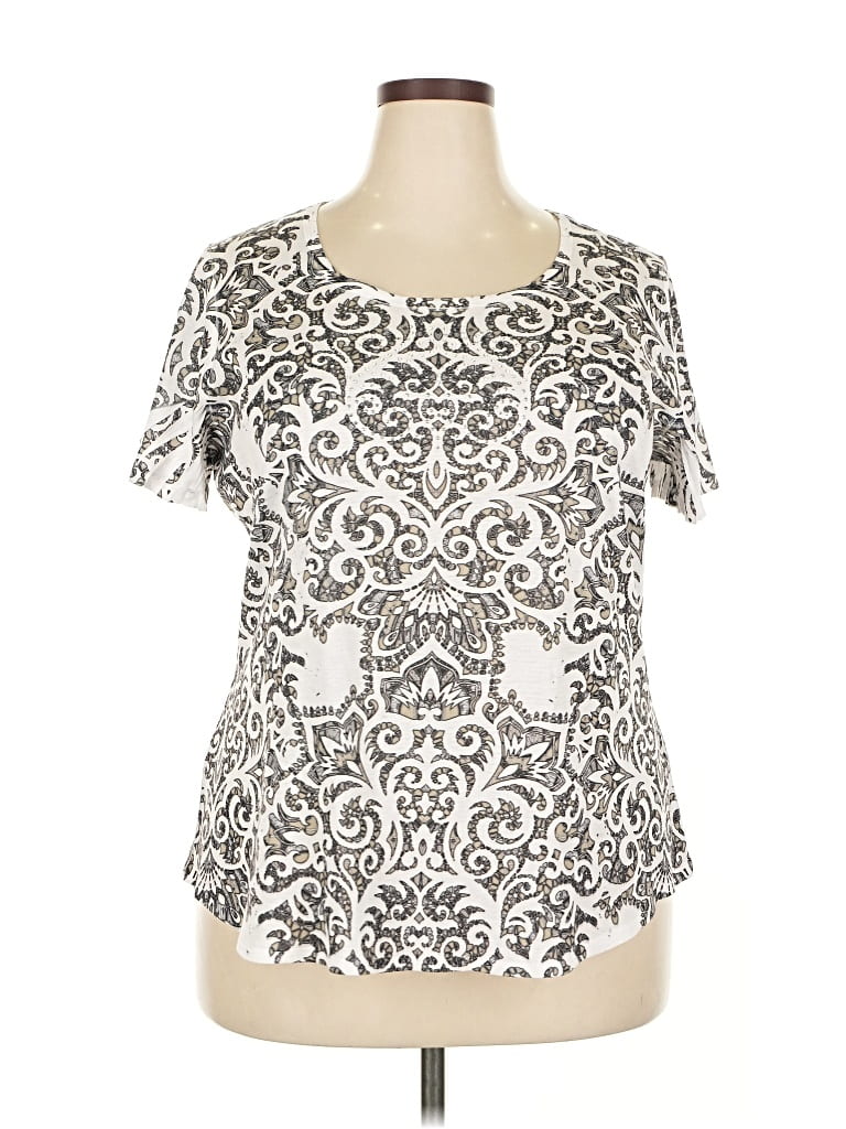 Pre-owned One World Short Sleeve Blouse In Silver