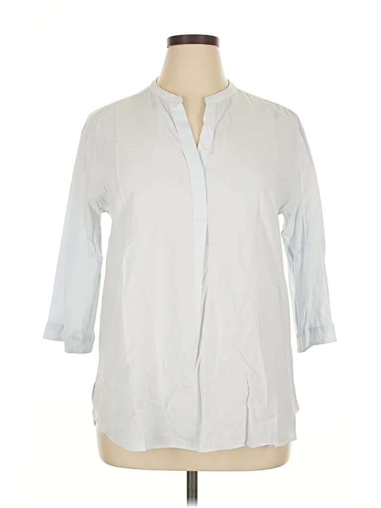 Pre-owned Uniqlo 3/4 Sleeve Button Down Shirt In Gray