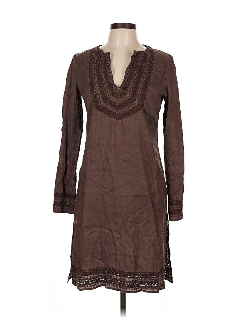 ZARA BASIC Pre-owned 3/4 Sleeve Top Brown Cowl Neck Tops