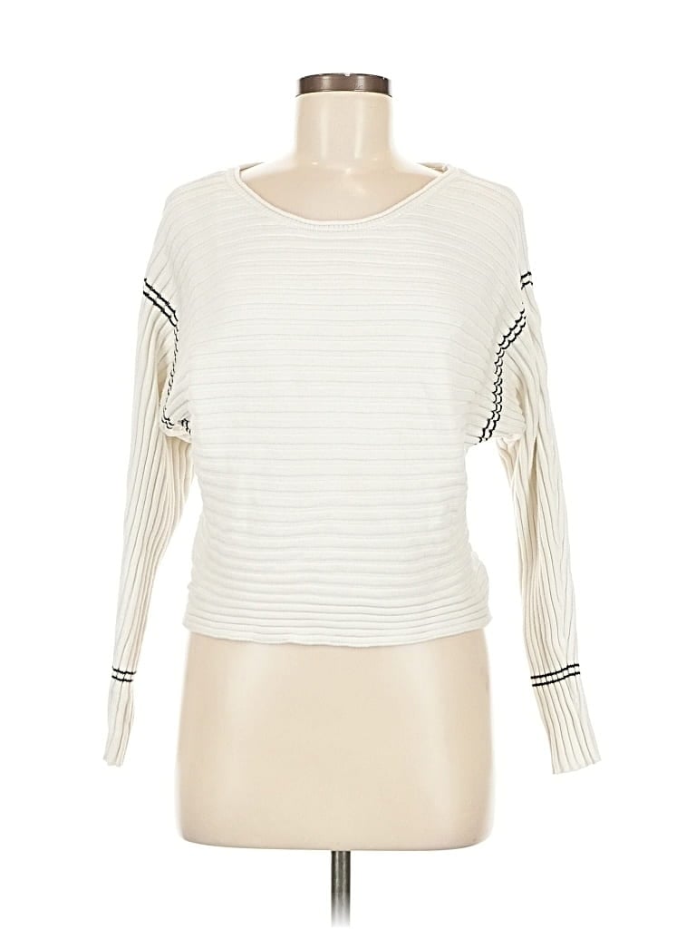 Pre-owned Industry Long Sleeve Top Ivory Boatneck Tops In White