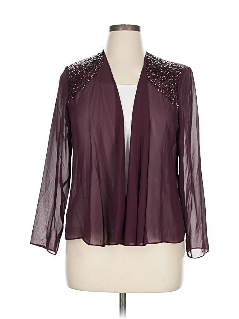 Pre-owned Slny 3/4 Sleeve Blouse In Burgundy