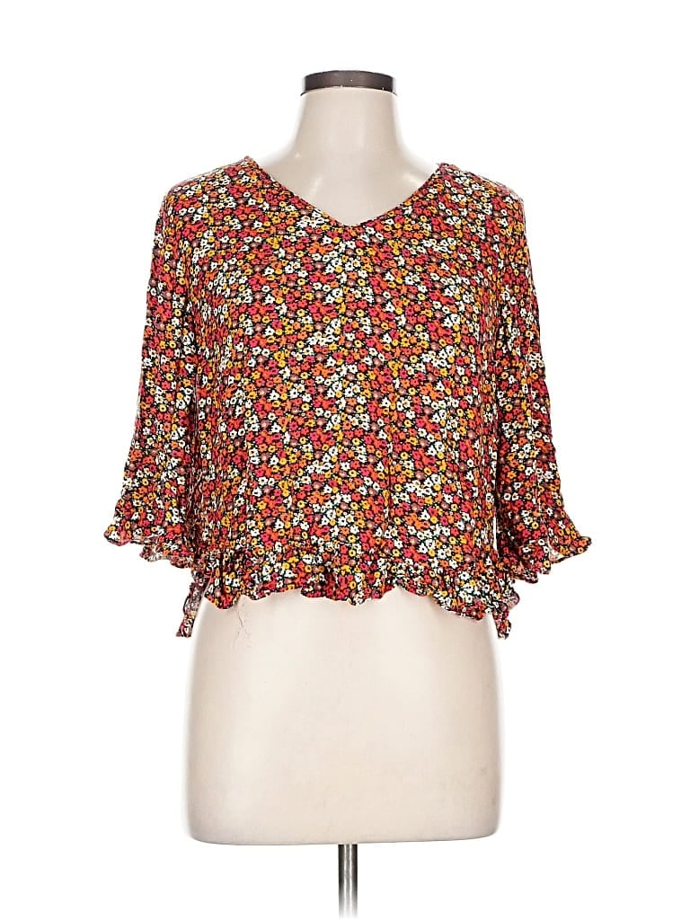 Pre-owned Cynthia Rowley Tjx 3/4 Sleeve Blouse In Red