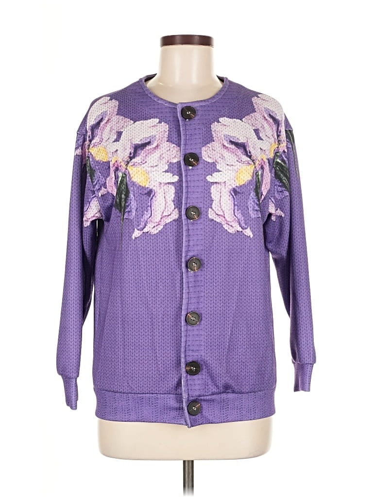 Pre-owned Unbranded Cardigan Sweater In Purple