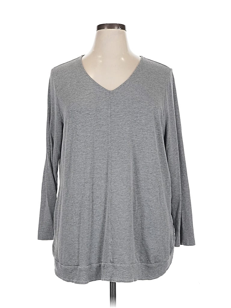 Pre-owned Jjill 3/4 Sleeve T-shirt In Gray