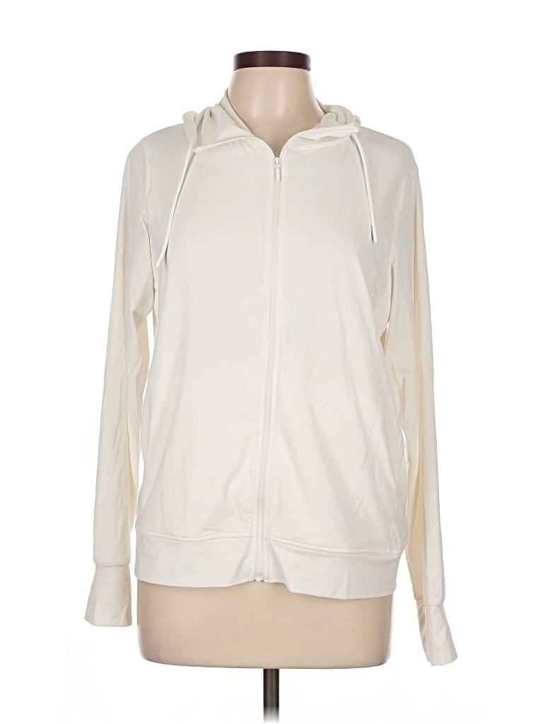 Pre-owned Uniqlo Zip Up Hoodie In White