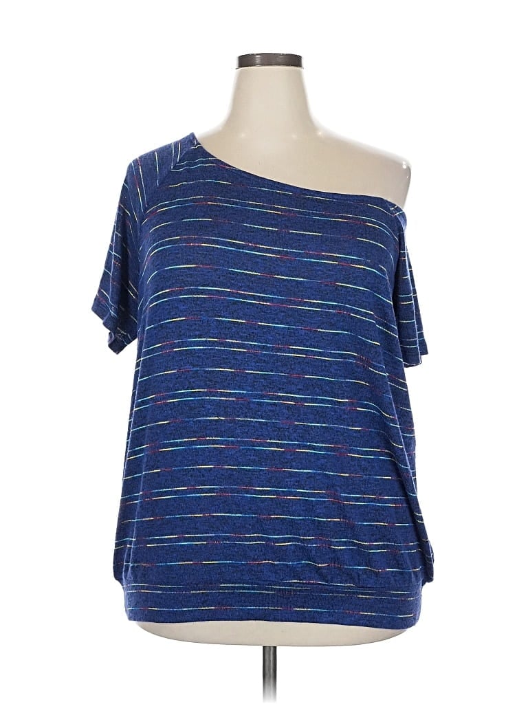Pre-owned Torrid Short Sleeve Top Blue One Shoulder Neckline Tops
