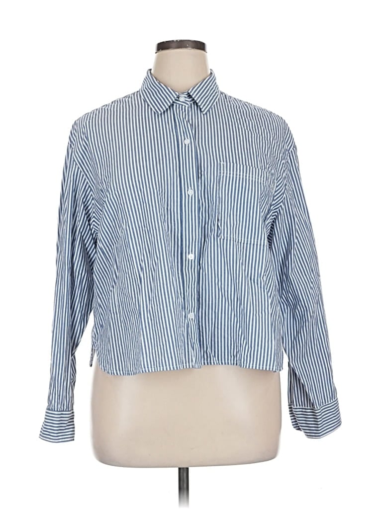 Pre-owned Old Navy Long Sleeve Button Down Shirt In Blue