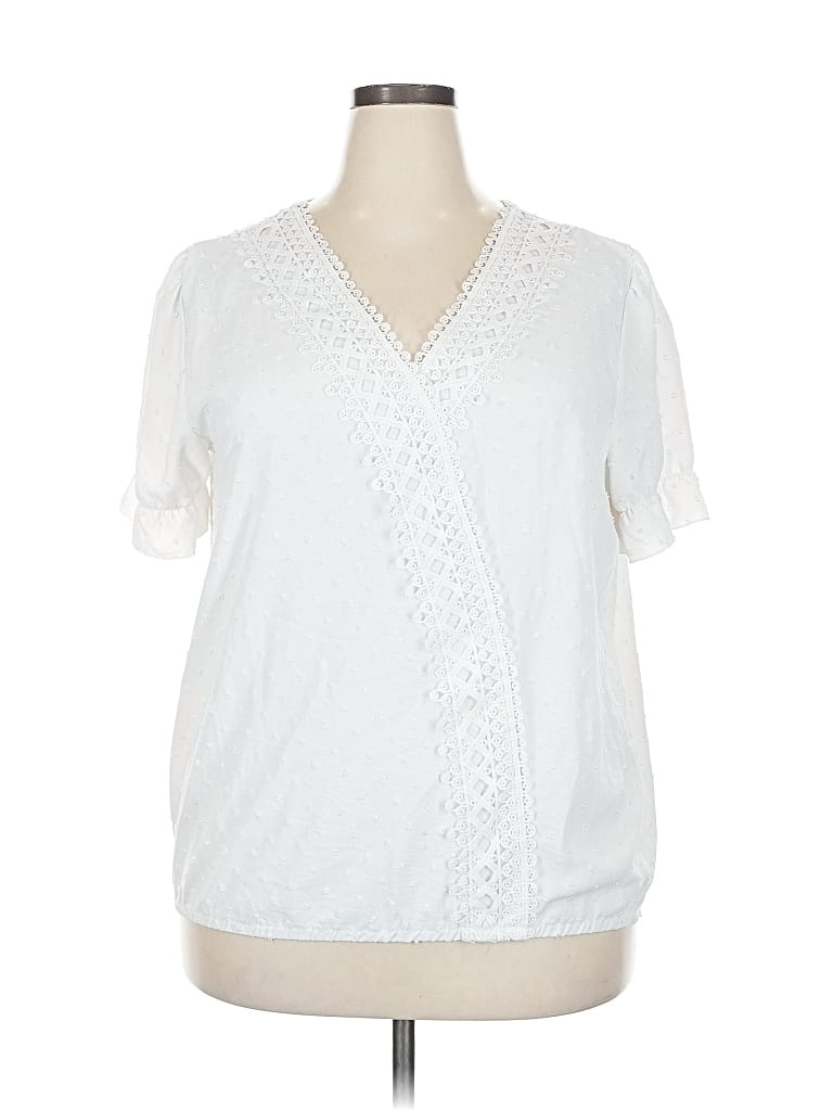 Pre-owned Unbranded Short Sleeve Blouse In White
