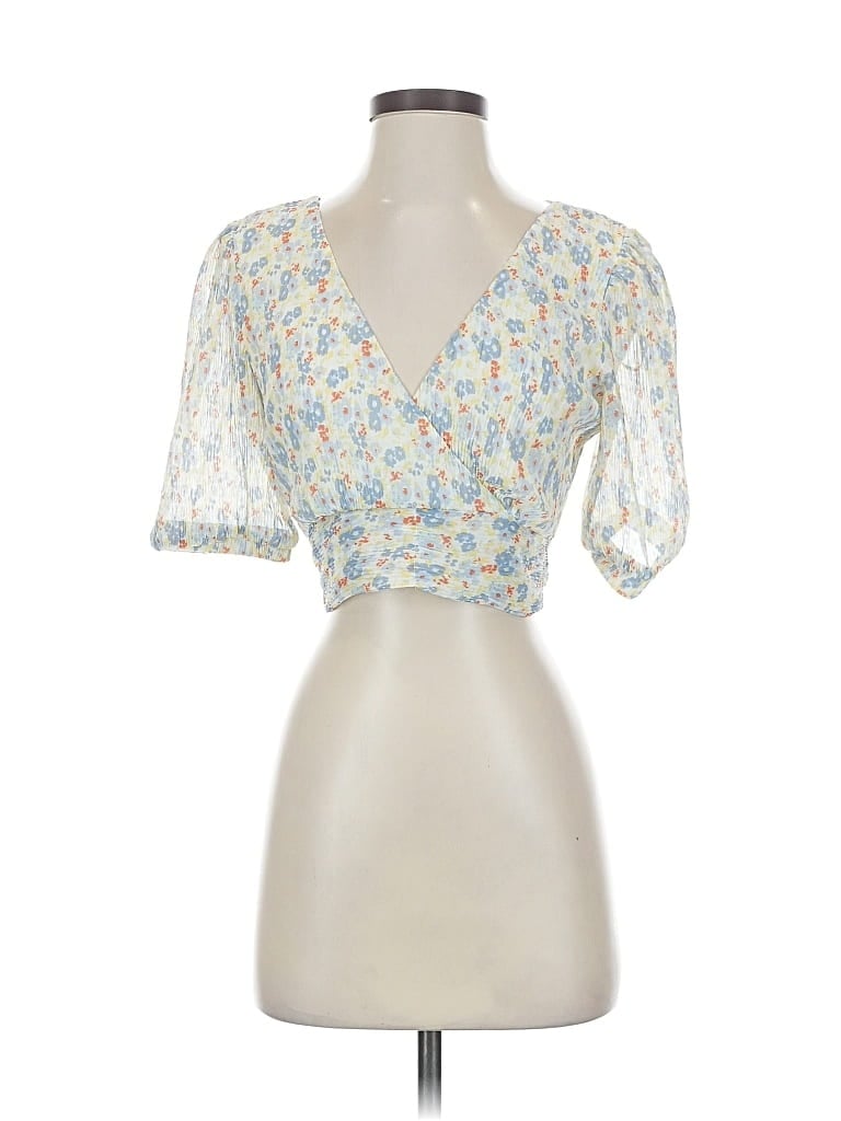 Pre-owned Lulus Short Sleeve Blouse In Blue