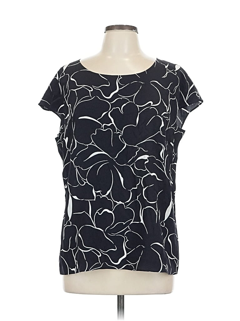 Pre-owned Escada Short Sleeve Top Black Scoop Neck Tops