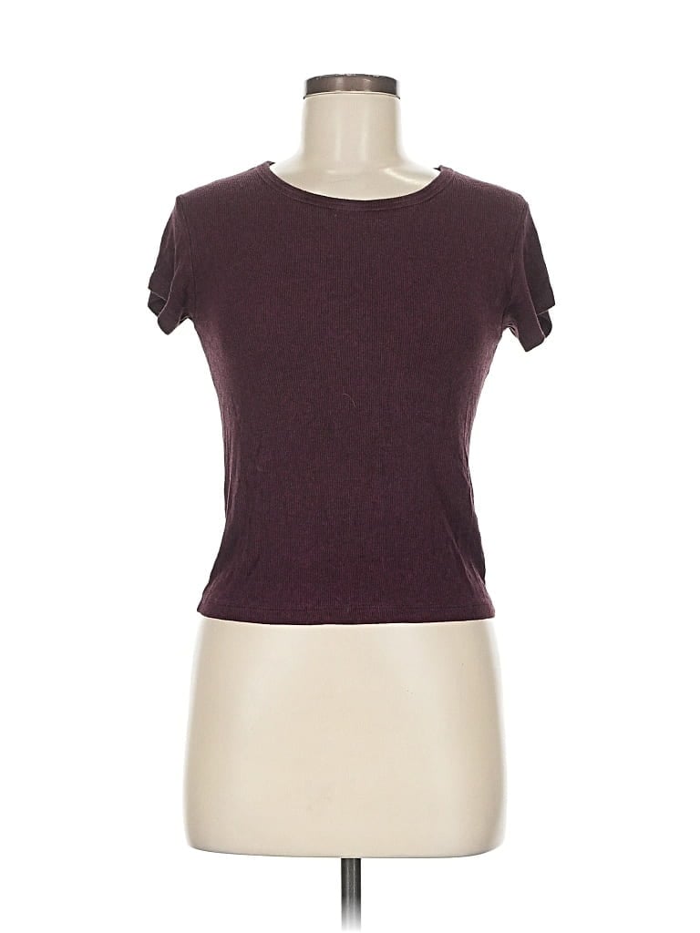 Pre-owned Brandy Melville Short Sleeve T-shirt In Burgundy