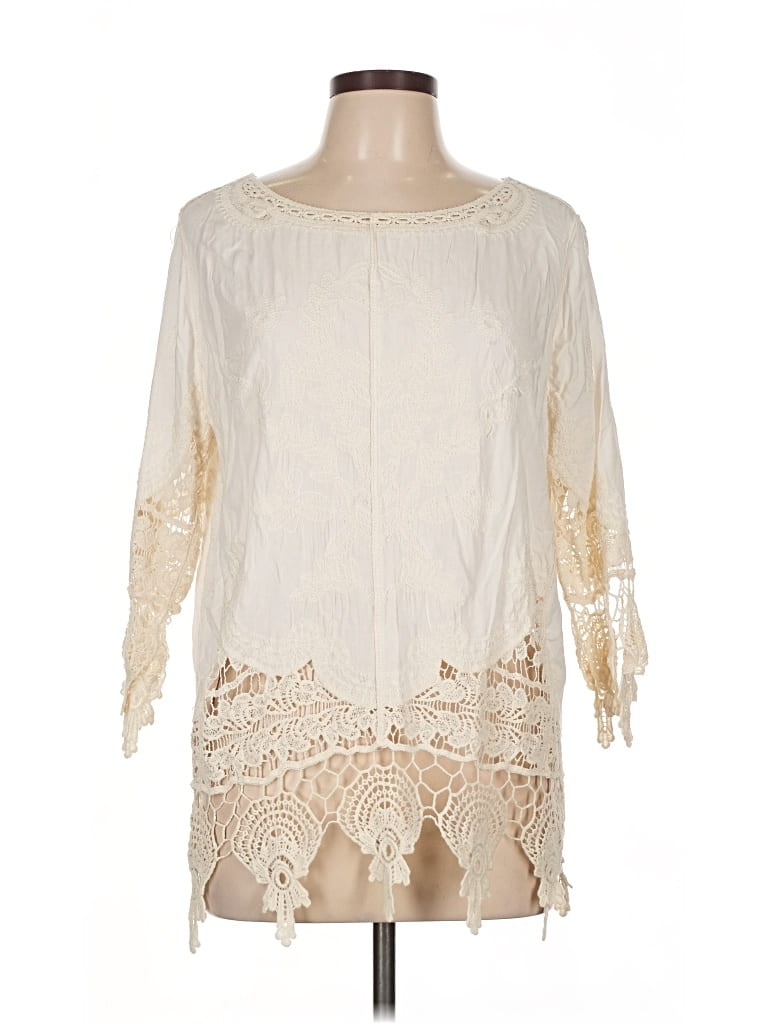 Pre-owned Ultra Pink 3/4 Sleeve Blouse In White