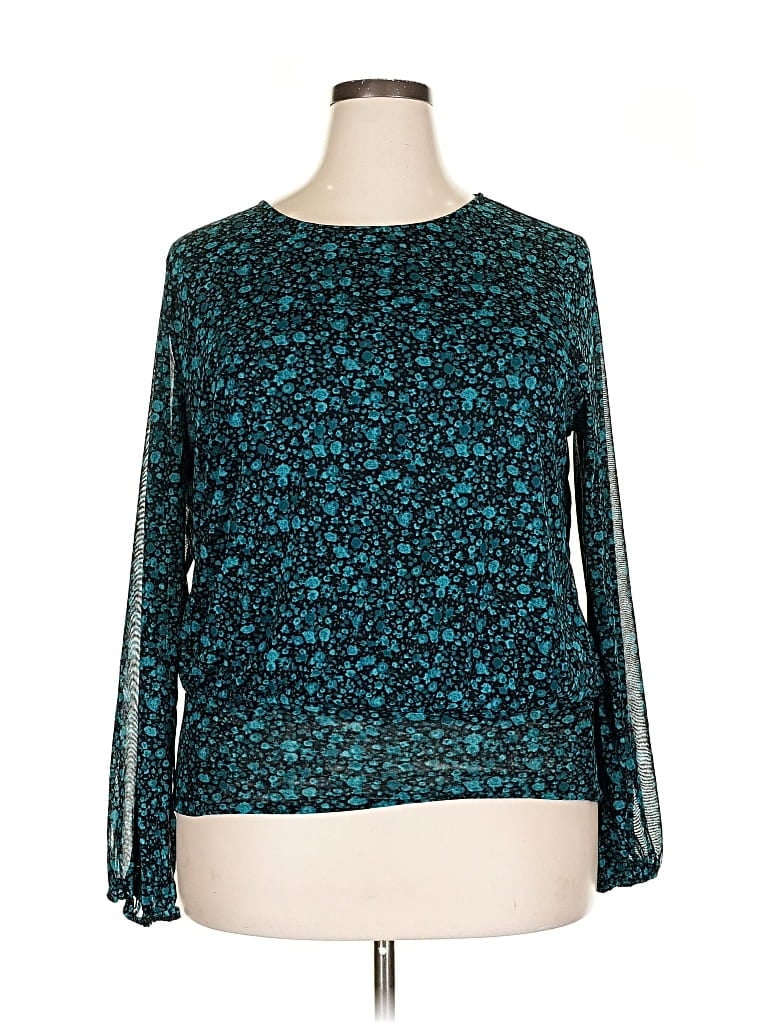 Pre-owned Morgan Taylor Long Sleeve Blouse In Blue