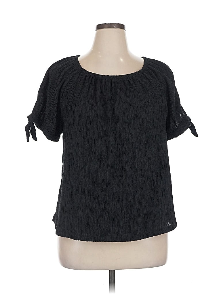 Pre-owned Style & Co Short Sleeve Blouse In Black