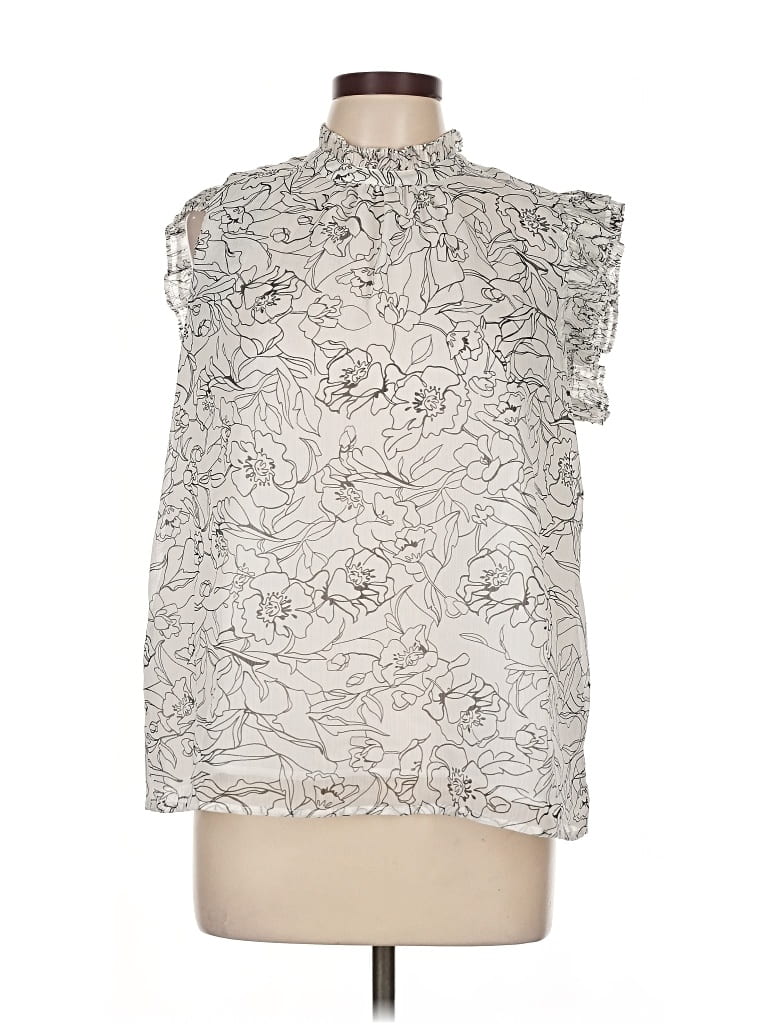 Pre-owned T Tahari Sleeveless Blouse In Silver
