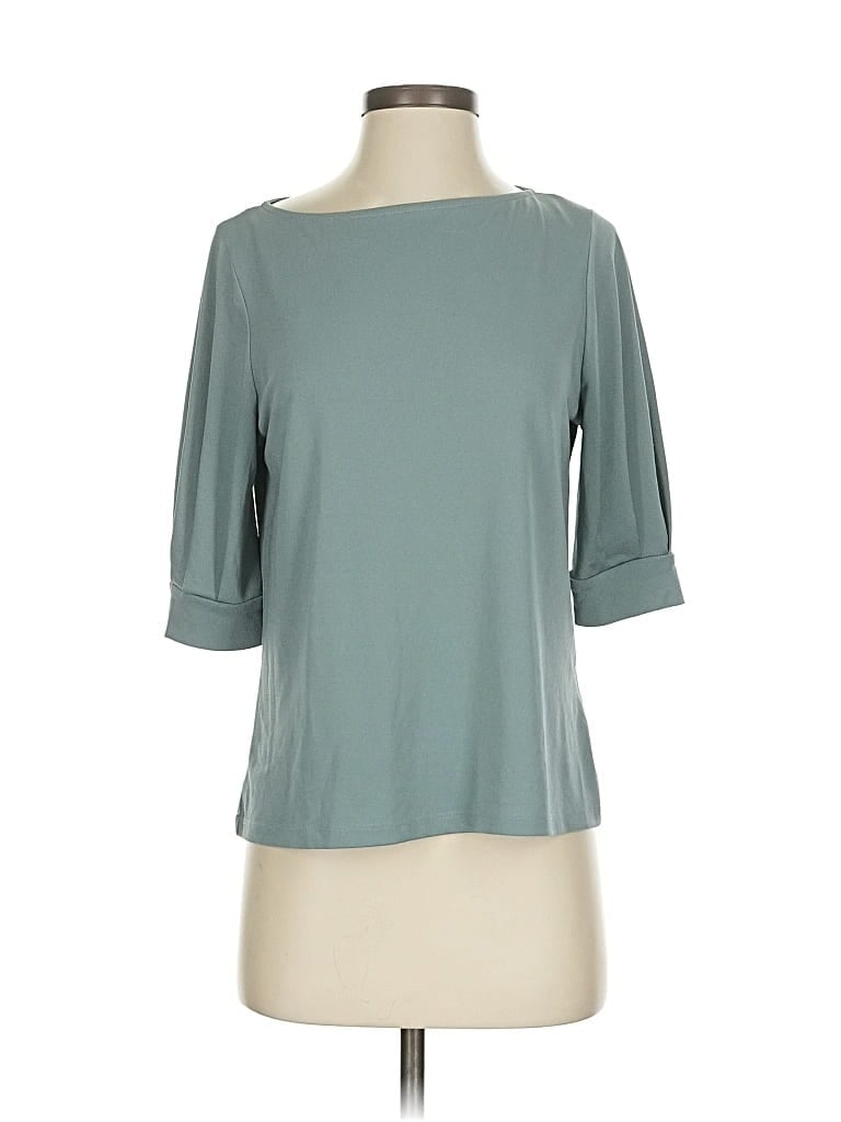 Pre-owned H&m 3/4 Sleeve Top Teal Boatneck Tops In Blue